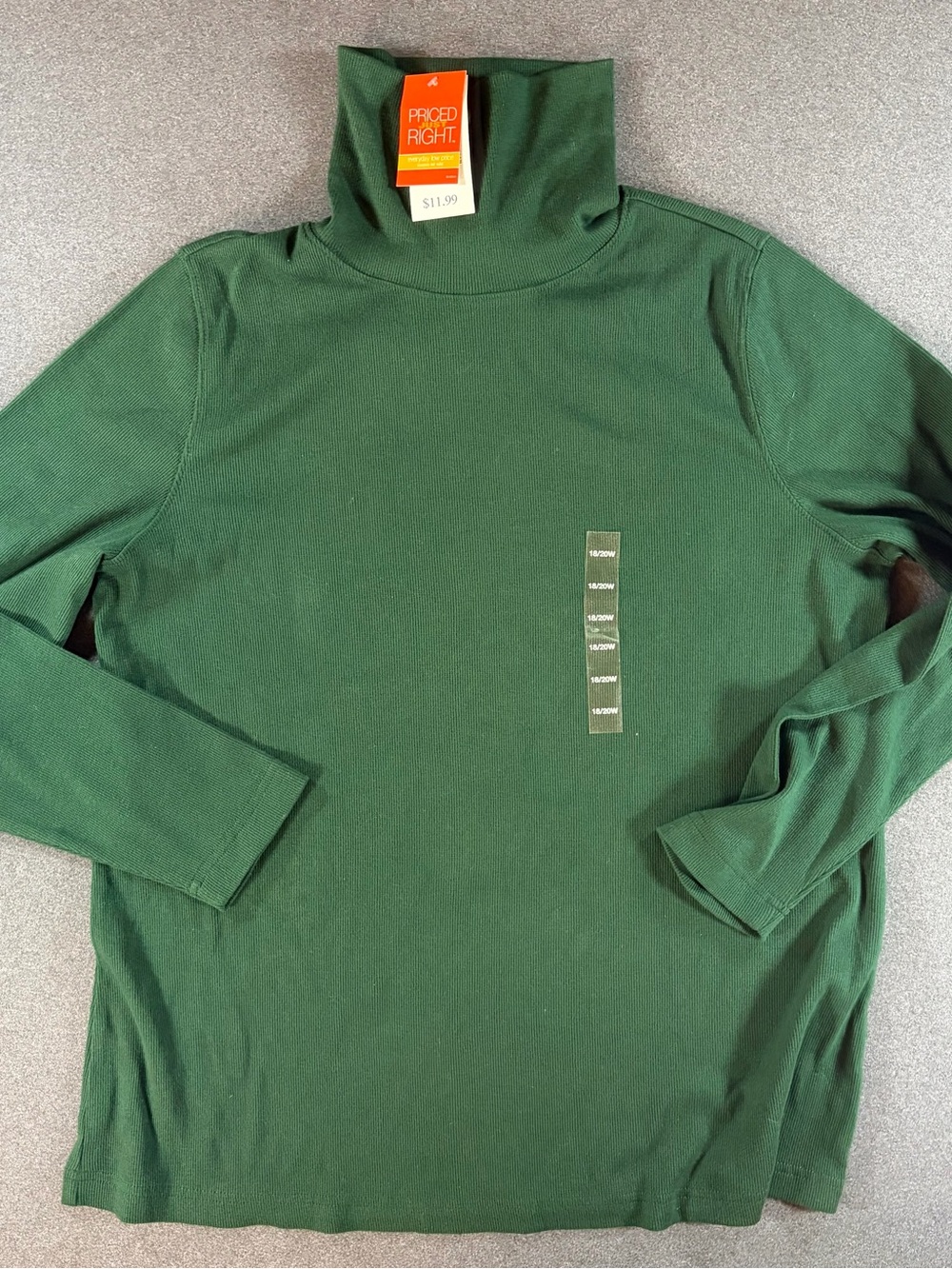NWT Fashion Bug Women Size 18/20 Green Turtleneck Ribbed Minimalist Cabincore